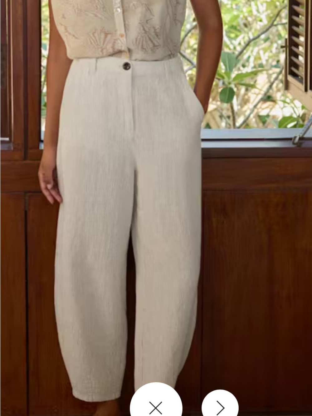 Poetry Cropped Wide-Leg Pants in Soft Cream